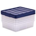 Contenitore multiuso Bankers Box - 32 x 40 x 11 cm - 12 L - PP - con coperchio blu - trasparente - Fellowes - immagine 4