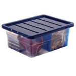 Contenitore multiuso Bankers Box - 32 x 40 x 17 cm - 15 L - PP - con coperchio blu - trasparente - Fellowes - immagine 2