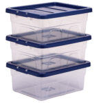 Contenitore multiuso Bankers Box - 32 x 40 x 17 cm - 15 L - PP - con coperchio blu - trasparente - Fellowes - immagine 3