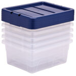 Contenitore multiuso Bankers Box - 32 x 40 x 17 cm - 15 L - PP - con coperchio blu - trasparente - Fellowes - immagine 4