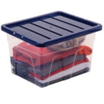 Contenitore multiuso Bankers Box - 37 x 40 x 24,5 cm - 22 L - PP - con coperchio blu - trasparente - Fellowes - immagine 2