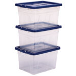 Contenitore multiuso Bankers Box - 37 x 40 x 24,5 cm - 22 L - PP - con coperchio blu - trasparente - Fellowes - immagine 3