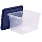 Contenitore multiuso Bankers Box - 37 x 40 x 24,5 cm - 22 L - PP - con coperchio blu - trasparente - Fellowes - immagine 5