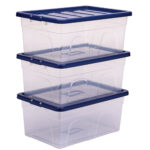 Contenitore multiuso Bankers Box - 37 x 56 x 25 cm - 38 L - PP - con coperchio blu - trasparente - Fellowes - immagine 3