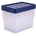 Contenitore multiuso Bankers Box - 37 x 56 x 25 cm - 38 L - PP - con coperchio blu - trasparente - Fellowes - immagine 4