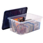 Contenitore multiuso Bankers Box - 37 x 56 x 25 cm - 38 L - PP - con coperchio blu - trasparente - Fellowes - immagine 5