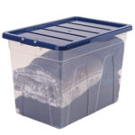 Contenitore multiuso Bankers Box - 38 x 56 x 41 cm - 64 L - PP - con coperchio blu - trasparente - Fellowes - immagine 2