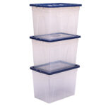 Contenitore multiuso Bankers Box - 38 x 56 x 41 cm - 64 L - PP - con coperchio blu - trasparente - Fellowes - immagine 4