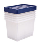 Contenitore multiuso Bankers Box - 38 x 56 x 41 cm - 64 L - PP - con coperchio blu - trasparente - Fellowes - immagine 5