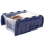 Contenitore multiuso Bankers Box - 43 x 59 x 28 cm - 45 L - PP - con coperchio a cerniera blu - trasparente - Fellowes - immagine 2