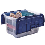 Contenitore multiuso Bankers Box - 43 x 59 x 35 cm - 55 L - PP - con coperchio a cerniera blu - trasparente - Fellowes - immagine 3