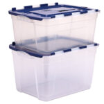 Contenitore multiuso Bankers Box - 43 x 59 x 35 cm - 55 L - PP - con coperchio a cerniera blu - trasparente - Fellowes - immagine 4