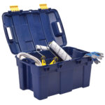 Baule multiuso Bankers Box - 39 x 59 x 33 cm - 40 L - PP - con coperchio - blu/giallo - Fellowes - immagine 3