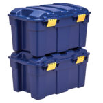 Baule multiuso Bankers Box - 39 x 59 x 33 cm - 40 L - PP - con coperchio - blu/giallo - Fellowes - immagine 4