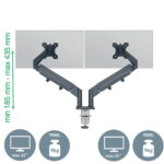 Braccio salvaspazio - per 2 monitor - grigio scuro - Leitz - immagine 2