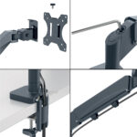 Braccio salvaspazio - per 2 monitor - grigio scuro - Leitz - immagine 3