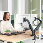 Braccio salvaspazio - per 2 monitor - grigio scuro - Leitz - immagine 4