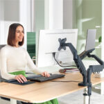 Braccio salvaspazio  - per 2 monitor & laptop - grigio scuro - Leitz - immagine 5