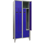 Armadio spogliatoio in metallo salvaspazio - a 4 ante a L - 80 x 50 x 195 cm - grigio/blu - Fasma - immagine 2