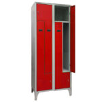 Armadio spogliatoio in metallo salvaspazio - a 2 ante a L - 80 x 50 x 195 cm - grigio/rosso - Fasma - immagine 2