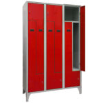 Armadio spogliatoio in metallo salvaspazio - a 6 ante a L - 120 x 50 x 195 cm - grigio/rosso - Fasma - immagine 2