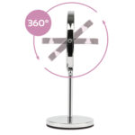 Specchio per trucco - con ingrandimento x3 - diametro specchio 15,5 cm - altezza 32 cm - grigio - Girmi - immagine 3