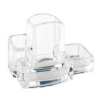 Portacancelleria con portapenne - acrilico - 15 x 10 x 9 cm - trasparente - Lebez - immagine 2