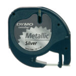 Nastro Letratag 912080 - 12 mm x 4 mt - metallo - argento - Dymo - immagine 2