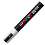 Marcatore a base d'acqua Uni Posca PC5M  - punta  tonda media da 1,8mm a 2,5mm - bianco - Uni Mitsubishi - immagine 2