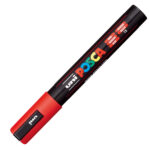 Marcatore a base d'acqua Uni Posca PC5M  - punta  tonda media da 1,8mm a 2,5mm - rosso - Uni Mitsubishi - immagine 2