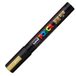 Marcatore a base d'acqua Uni Posca PC5M  - punta  tonda media da 1,8mm a 2,5mm - oro - Uni Mitsubishi - immagine 2