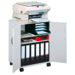 Mobiletto Multifunzione 74/53 - con ante alte e ruote - 4 ripiani - 52,8 x 40 x 73,7 cm - grigio - Durable - immagine 2