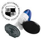 Timbro Pocket Stamp R40 - diametro 40 mm - 5 righe - autoinchiostrante - blu - Colop - immagine 2