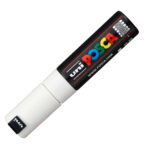 Marcatore a base d'acqua Uni Posca PC8K - punta large a scalpello 8,0mm - bianco  - Uni Mitsubishi - immagine 2