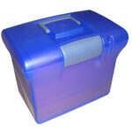 Valigetta Arianna - blu traslucido - con 5 cartelle sospese Joker interasse 33 cm - 37x25x30 cm - colori assortiti - Bertesi - immagine 2