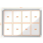Bacheca per interni - fondo magnetico bianco - 8 fogli A4 - orizzontale - Nobo - immagine 3