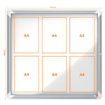 Bacheca per esterni - fondo magnetico bianco - 6 fogli A4 - orizzontale - Nobo - immagine 3