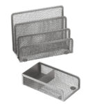 Set scrivania - 4 accessori - rete metallica - argento - Lebez - immagine 4