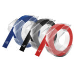 Nastro a rilievo - 9 mm x 3 mt - nero/rosso/blu - Dymo - blister 3 nastri - immagine 2