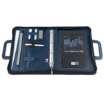 Portablocco - similpelle - c/anelli - blu - 28,5x36 cm - City Time - immagine 2