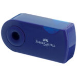 Temperamatite Sleeve con contenitore - 2 fori - con serbatoio - 70x34x20mm - rosso e blu assortiti - Faber-Castell - immagine 2