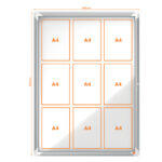 Bacheca per esterni - fondo magnetico bianco - 9 fogli A4 - verticale - Nobo - immagine 3
