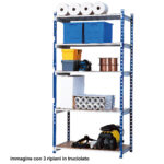 Scaffale Rang'Eco180 - modulo base - 5 ripiani - portata ripiano 180 kg - 100 x 35 x 200 cm - acciaio - grigio/blu - Paperflow - immagine 2