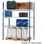 Scaffale Rang'Eco300 - modulo base - 3 ripiani - portata ripiano 300 kg - 100 x 60 x 200 cm - acciaio - grigio/blu - Paperflow - immagine 2