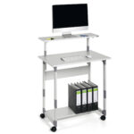 Pc Workstation System 80 VH - con ruote - 3 ripiani - 80 x 56,4 x 92/122 cm - grigio - Durable - immagine 2