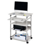 Pc Workstation System 75 VH - con ruote - 5 ripiani - 75 x 53,4 x 95/125 cm - grigio - Durable - immagine 2