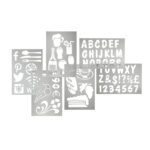 Stencil trasparenti assortiti (lettere, numeri, forme) - 32 x 22 cm - Securit - set 6 pezzi - immagine 2