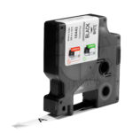 Nastro Rhino 18443 - 9 mm x 5,5 mt - vinile - permanente - nero/bianco - Dymo - immagine 2