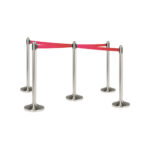 Colonnina segnapercorso cromata - altezza 100 cm - nastro retrattile rosso da 210 cm - Securit - immagine 2