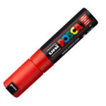 Marcatore a base d'acqua Uni Posca PC8K  - punta a scalpello 8,0mm - rosso - Uni Mitsubishi - immagine 2